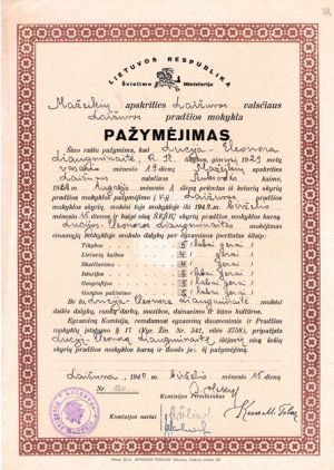 Laizuvos prad. m-klos pazymejimas 1940 m..jpg