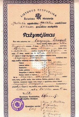 Leckavos prad. m-klos pazymejimas 1934 m..jpg