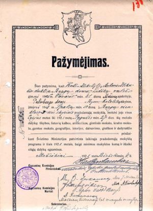 Ruzgu prad. m-klos pazymejimas 1921 m..jpg