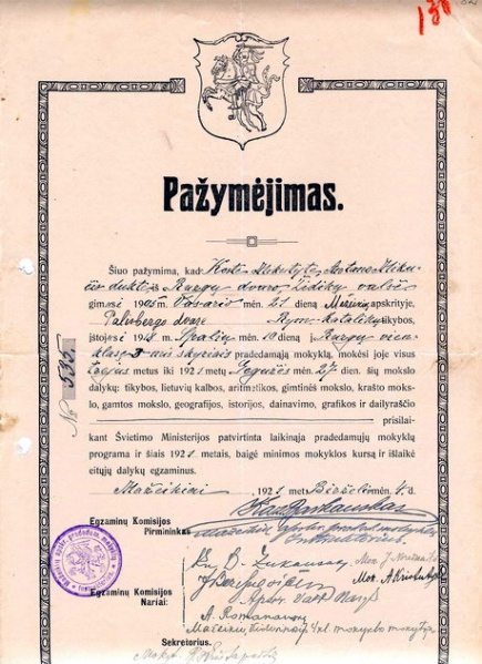 Vaizdas:Ruzgu prad. m-klos pazymejimas 1921 m..jpg