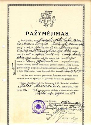 Zemales prad. m-klos pazymejimas 1926 m..jpg